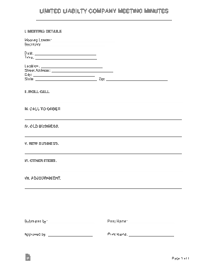 Free Download PDF Books, Limited Liabilty Company Meeting Minutes Form Template