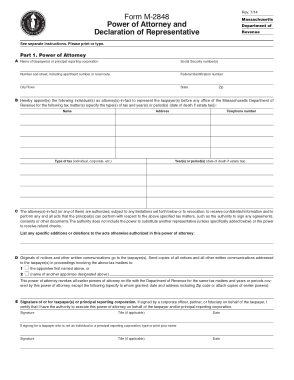 Free Download PDF Books, Massachusetts Tax Power Of Attorney Form M2848 Form Template
