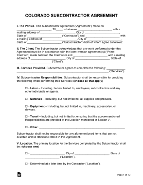 Free Download PDF Books, Colorado Subcontractor Agreement Form Template
