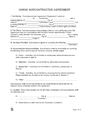 Free Download PDF Books, Hawaii Subcontractor Agreement Form Template