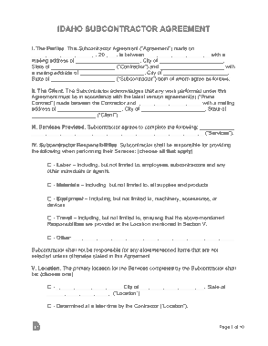 Free Download PDF Books, Idaho Subcontractor Agreement Form Template