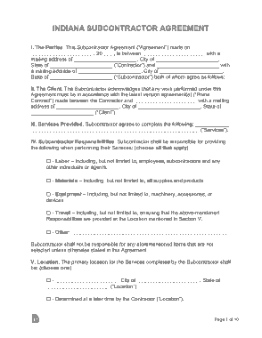 Free Download PDF Books, Indiana Subcontractor Agreement Form Template