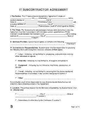 Free Download PDF Books, IT Subcontractor Agreement Form Template