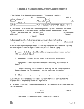 Free Download PDF Books, Kansas Subcontractor Agreement Form Template