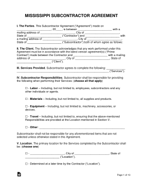 Free Download PDF Books, Mississippi Subcontractor Agreement Form Template