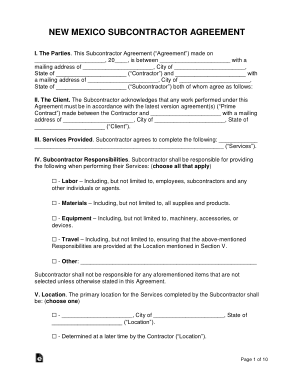 Free Download PDF Books, New Mexico Subcontractor Agreement Form Template
