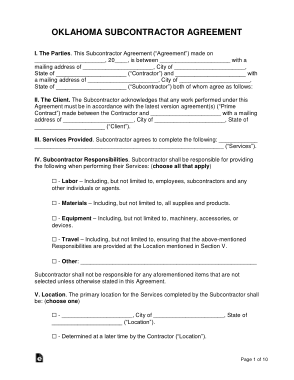 Free Download PDF Books, Oklahoma Subcontractor Agreement Form Template