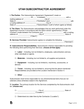Free Download PDF Books, Utah Subcontractor Agreement Form Template