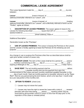 Commercial Lease Agreement Form Template Free Download Free Pdf Books