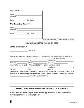 Free Download PDF Books, Louisiana General Warranty Deed Form Template