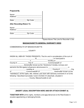 Free Download PDF Books, Massachusetts General Warranty Deed Form Template