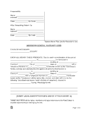 Free Download PDF Books, Mississippi General Warranty Deed Form Template