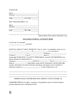 Free Download PDF Books, Oklahoma General Warranty Deed Form Template