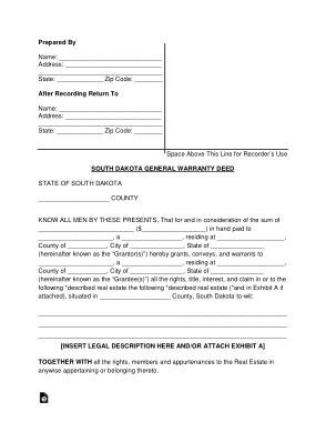 Free Download PDF Books, South Dakota General Warranty Deed Form Template