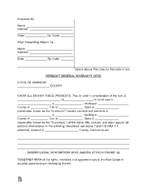 Free Download PDF Books, Vermont General Warranty Deed Form Template