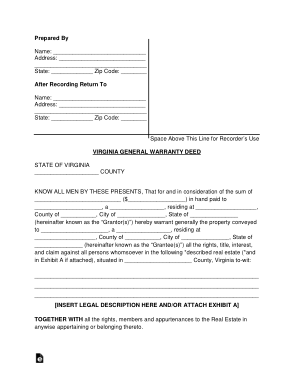 Free Download PDF Books, Virginia General Warranty Deed Form Template