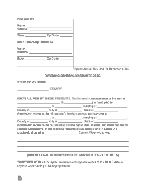 Free Download PDF Books, Wyoming General Warranty Deed Form Template