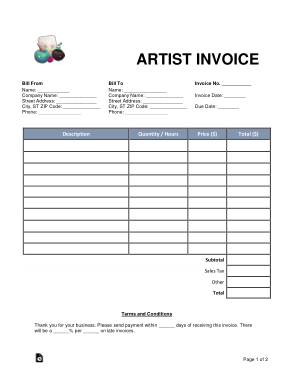 Free Download PDF Books, Artist Invoice Form Template