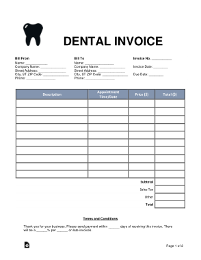 Free Download PDF Books, Dental Invoice Form Template
