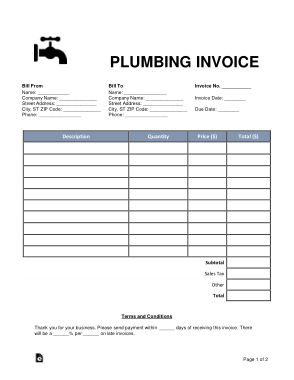 Free Download PDF Books, Plumbing Invoice Form Template