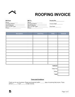 Free Download PDF Books, Roofing Invoice Template