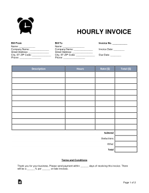 Free Download PDF Books, Sample Hourly Invoice Form Template