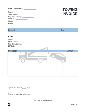 Free Download PDF Books, Towing Invoice Form Template