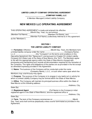Free Download PDF Books, New Mexico Multi Member LLC Operating Agreement Form Template