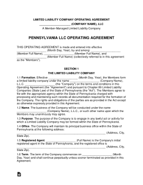 Free Download PDF Books, Pennsylvania Multi Member LLC Operating Agreement Form Template