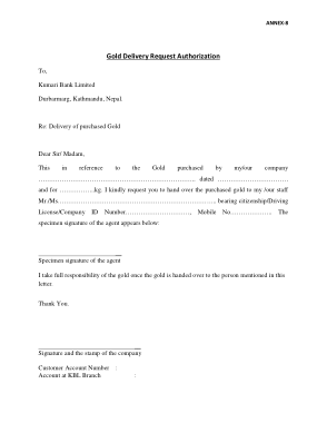 Free Download PDF Books, Delivery Request Authorization Letter Format Template