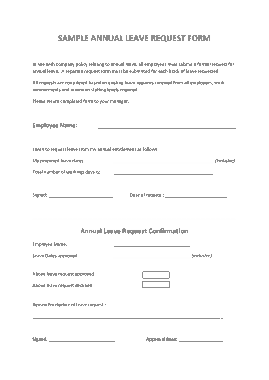 Free Download PDF Books, Sample Annual Leave Request Letter Form Template