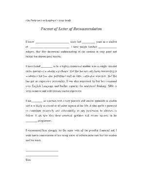 Free Download PDF Books, Request For Letter Of Recommendation Format Template