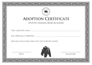 Free Download PDF Books, Bear Academy Adoption Certificate Template