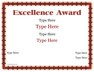 Free Download PDF Books, Blank Excellence Award Certificate Template