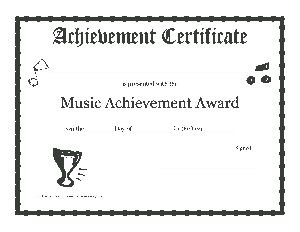 Free Download PDF Books, Music Achievement Award Certificate Template