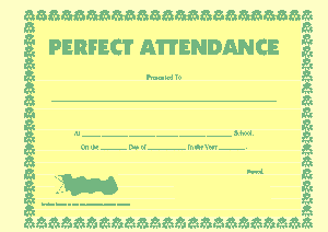 Free Download PDF Books, Perfect Attendance Simple Award Certificate Template