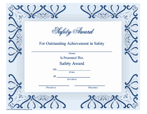 Free Download PDF Books, Safety Achievement Award Certificate Template