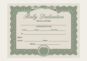 Free Download PDF Books, Baby Dedication Certificate Green Frame Template