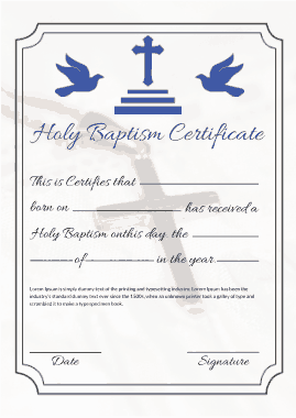 Free Download PDF Books, Holy Baptism Certificate Template