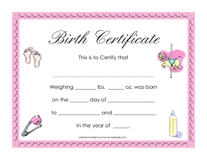 Free Download PDF Books, Baby Birth Certificate Template
