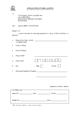 Free Download PDF Books, Birth Certificate Application Form Template