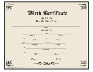Free Download PDF Books, Birth Certificate Design Template