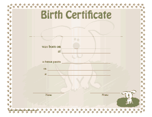 Free Download PDF Books, Birth Certificate Puppies Template