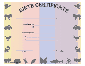 Free Download PDF Books, Pet Birth Certificate Template