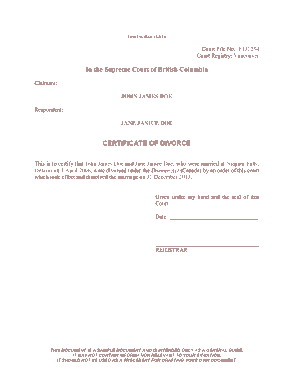 Free Download PDF Books, Certificate of Divorce Template