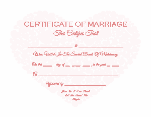 Free Download PDF Books, Heart Marriage Certificate Template
