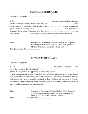 Free Download PDF Books, Medical Fitness Certificate Format for Job Template