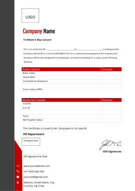 Free Download PDF Books, Salary Certificate Format Template