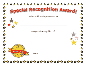 Free Download PDF Books, Special Recognition Award Certificate Template