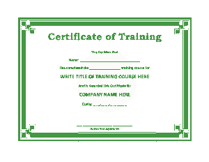 Free Download PDF Books, Certificate of Training Template